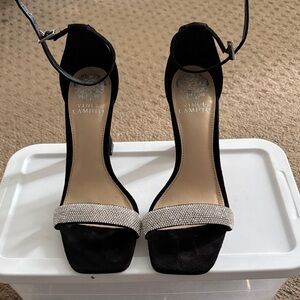 Vince Camuto Elegant Black and Silver Heels